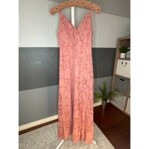 NWT Lulus Rusty Rose Floral Burnout Maxi Dress Sz L Romantic High Slit Prom